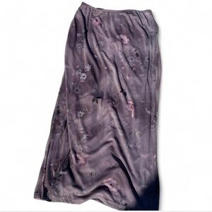 Lavender Floral Midi Skirt with Sheer Overlay — Size Large (Y2K Style Fairycore)